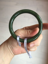 Load image into Gallery viewer, 60.5mm certified 100% Natural dark green/black round cut nephrite Jade(碧玉) bangle HN13-1575