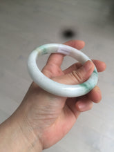 Load image into Gallery viewer, 60.6mm certified 100% Natural green/white with green floating flowers Jadeite Jade bangle AZ36-4373