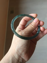 Load image into Gallery viewer, 61mm Certified Type A 100% Natural dark green/blue/gray Guatemala slim round cut Jadeite bangle PD175-2496