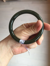 Load image into Gallery viewer, 60.2mm certified 100% Natural dark green/black round cut nephrite Jade(碧玉) bangle HN14-0140