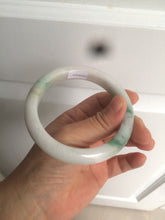 Load image into Gallery viewer, 60.6mm certified 100% Natural green/white with green floating flowers Jadeite Jade bangle AZ36-4373