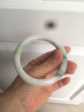 Load image into Gallery viewer, 60.6mm certified 100% Natural green/white with green floating flowers Jadeite Jade bangle AZ36-4373
