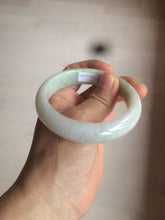 Load image into Gallery viewer, 55mm certified type A 100% Natural light green/white jadeite jade bangle AE66-6537