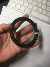 Load image into Gallery viewer, 60.4mm certified 100% Natural dark green/black nephrite Jade(碧玉) bangle HN11-1576