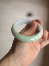 Load image into Gallery viewer, 55mm certified type A 100% Natural light green/white jadeite jade bangle AE66-6537