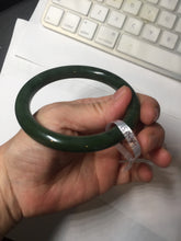 Load image into Gallery viewer, 60.4mm certified 100% Natural dark green/black nephrite Jade(碧玉) bangle HN11-1576