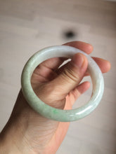 Load image into Gallery viewer, 55mm certified type A 100% Natural light green/white jadeite jade bangle AE66-6537