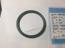 Load image into Gallery viewer, 56.5mm Certified Type A 100% Natural icy watery green/blue/black/gray slim round cut Guatemala Jadeite bangle PB14-5629