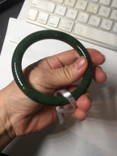 Load image into Gallery viewer, 60.4mm certified 100% Natural dark green/black nephrite Jade(碧玉) bangle HN11-1576