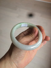 Load image into Gallery viewer, 55mm certified type A 100% Natural light green/white jadeite jade bangle AE66-6537
