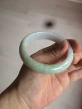 Load image into Gallery viewer, 55mm certified type A 100% Natural light green/white jadeite jade bangle AE66-6537
