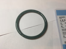Load image into Gallery viewer, 56.5mm Certified Type A 100% Natural icy watery green/blue/black/gray slim round cut Guatemala Jadeite bangle PB14-5629
