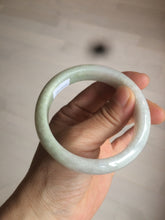 Load image into Gallery viewer, 55mm certified type A 100% Natural light green/white jadeite jade bangle AE66-6537