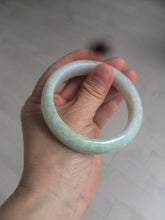 Load image into Gallery viewer, 55mm certified type A 100% Natural light green/white jadeite jade bangle AE66-6537