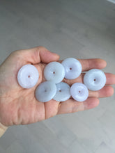 Load image into Gallery viewer, 22.3-26.6mm Type A 100% Natural light purple white Jadeite Jade Safety Guardian Button donuts Pendant BF136