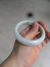 Load image into Gallery viewer, 55mm certified type A 100% Natural light green/white jadeite jade bangle AE66-6537