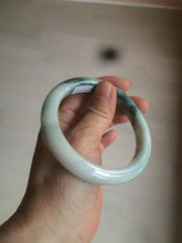 Load image into Gallery viewer, 59mm Certified type A 100% Natural green/white/brown with green floating flowers slim Jadeite bangle AZ34-4364