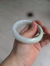 Load image into Gallery viewer, 55mm certified type A 100% Natural light green/white jadeite jade bangle AE66-6537