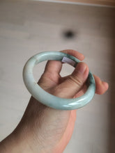 Load image into Gallery viewer, 59mm Certified type A 100% Natural green/white/brown with green floating flowers slim Jadeite bangle AZ34-4364