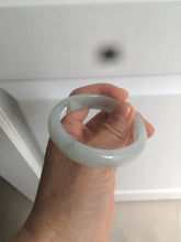 Load image into Gallery viewer, 49mm Certified Type A 100% Natural light green white oval Jadeite Jade bangle AX56-0365