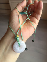 Load image into Gallery viewer, 22.3-26.6mm Type A 100% Natural light purple white Jadeite Jade Safety Guardian Button donuts Pendant BF136