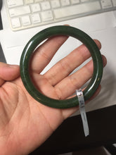 Load image into Gallery viewer, 60.5mm certified 100% Natural dark green/black round cut nephrite Jade(碧玉) bangle HN13-1575