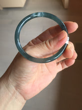 Load image into Gallery viewer, 54.8mm Certified Type A 100% Natural dark green/blue/gray Guatemala slim round cut Jadeite bangle PD182-2480
