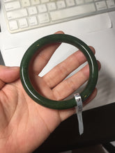 Load image into Gallery viewer, 60.5mm certified 100% Natural dark green/black round cut nephrite Jade(碧玉) bangle HN13-1575