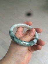 Load image into Gallery viewer, 59mm Certified type A 100% Natural green/white/brown with green floating flowers slim Jadeite bangle AZ34-4364