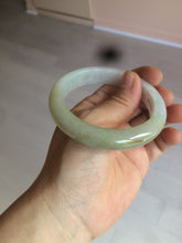 Load image into Gallery viewer, 55.9mm Certified Type A 100% Natural white/green/yellow early spring morning color Jadeite Jade bangle A105-5066