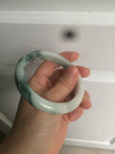 Load image into Gallery viewer, 59mm Certified type A 100% Natural green/white/brown with green floating flowers slim Jadeite bangle AZ34-4364