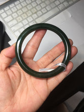 Load image into Gallery viewer, 60.2mm certified 100% Natural dark green/black round cut nephrite Jade(碧玉) bangle HN14-0140