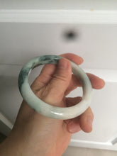 Load image into Gallery viewer, 59mm Certified type A 100% Natural green/white/brown with green floating flowers slim Jadeite bangle AZ34-4364