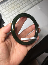 Load image into Gallery viewer, 60.2mm certified 100% Natural dark green/black round cut nephrite Jade(碧玉) bangle HN14-0140