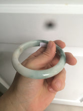 Load image into Gallery viewer, 59mm Certified type A 100% Natural green/white/brown with green floating flowers slim Jadeite bangle AZ34-4364