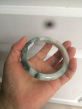 Load image into Gallery viewer, 59mm Certified type A 100% Natural green/white/brown with green floating flowers slim Jadeite bangle AZ34-4364