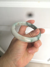 Load image into Gallery viewer, 59mm Certified type A 100% Natural green/white/brown with green floating flowers slim Jadeite bangle AZ34-4364