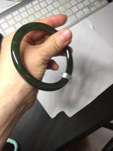 Load image into Gallery viewer, 60.2mm certified 100% Natural dark green/black round cut nephrite Jade(碧玉) bangle HN14-0140