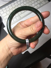 Load image into Gallery viewer, 60.2mm certified 100% Natural dark green/black round cut nephrite Jade(碧玉) bangle HN14-0140