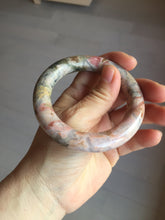 Load image into Gallery viewer, 53.3mm 100% natural pink brown black chubby round cut rose stone (Rhodonite)bangle SY121