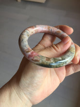 Load image into Gallery viewer, 53.3mm 100% natural pink brown black chubby round cut rose stone (Rhodonite)bangle SY121