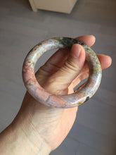 Load image into Gallery viewer, 53.3mm 100% natural pink brown black chubby round cut rose stone (Rhodonite)bangle SY121