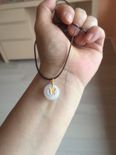 Load image into Gallery viewer, Type A 100% Natural light purple white Jadeite Jade Safety Guardian Button donuts Pendant group AU76