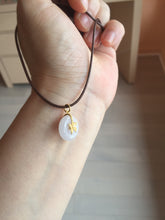 Load image into Gallery viewer, Type A 100% Natural light purple white Jadeite Jade Safety Guardian Button donuts Pendant group AU76