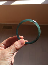 Load image into Gallery viewer, 54.5mm Certified Type A 100% Natural dark green/blue/gray Guatemala slim round cut Jadeite bangle PD180-2494