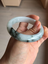 Load image into Gallery viewer, 53mm Certified Type A 100% Natural green white with green floating flowers Jadeite Jade bangle AM97-2725