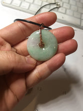 Load image into Gallery viewer, 29.8mm Type A 100% Natural suny green purple yellow(FU LU SHOU, 福禄寿) Jadeite Safety Guardian Button donuts pendant PD185