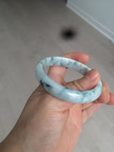 Load image into Gallery viewer, 51.5mm certified 100% natural Type A light green/white with green floating flowers oval jadeite jade bangle AM83-1631