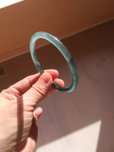 Load image into Gallery viewer, 58mm Certified Type A 100% Natural dark green/blue/gray Guatemala slim round cut Jadeite bangle PD179-2482