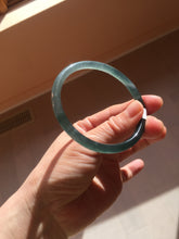 Load image into Gallery viewer, 58mm Certified Type A 100% Natural dark green/blue/gray Guatemala slim round cut Jadeite bangle PD179-2482